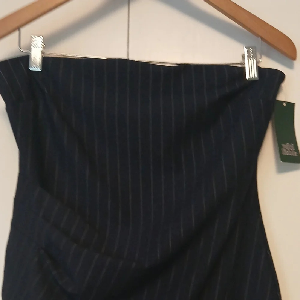 Wild Fable Navy Pinstripe Asymmetrical Skirt - Picture 3 of 9